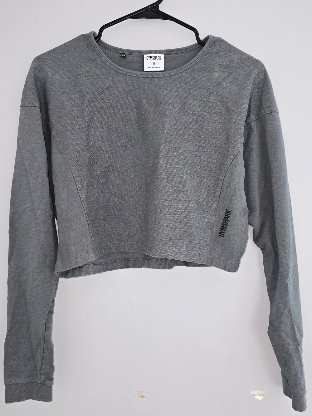 Gymshark Gray Cropped Long-Sleeve Crew Top - Picture 1 of 5